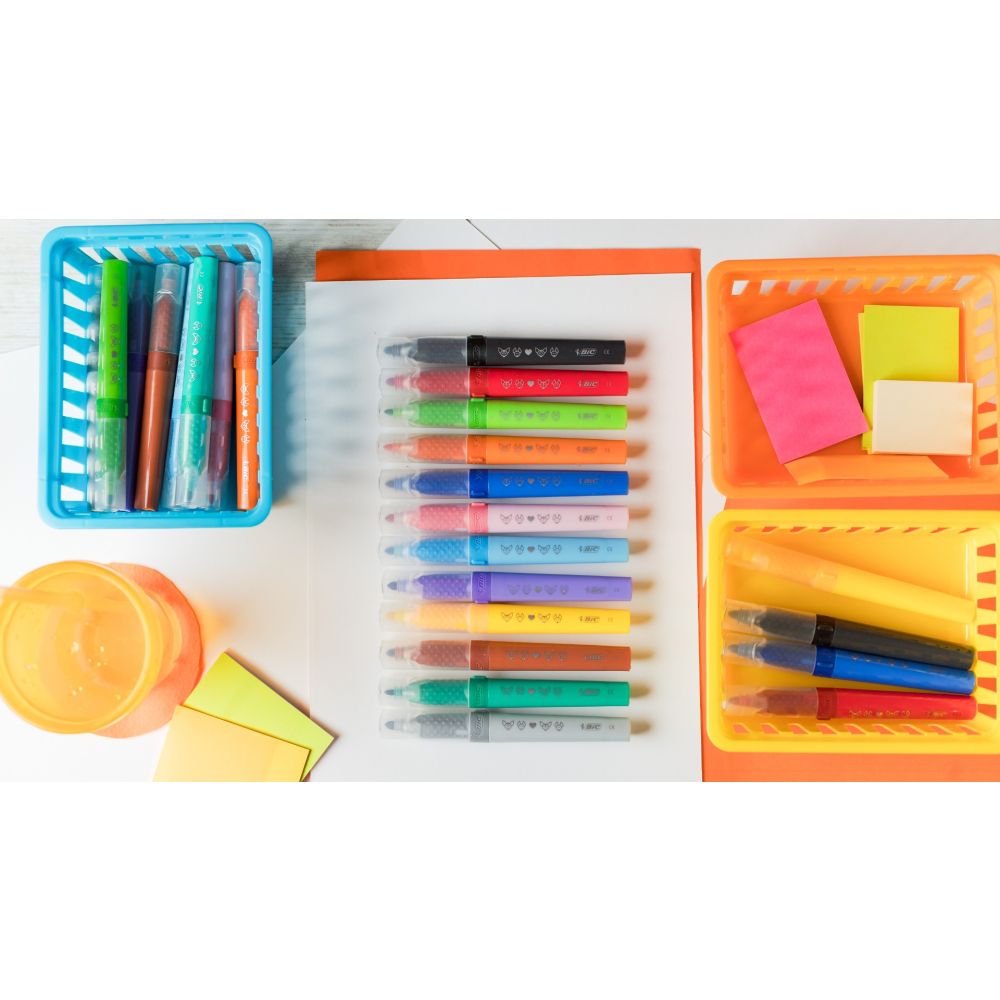 Комплект 12 маркера за оцветяване, Bic, Kids Confort Jumbo, 4.5 мм