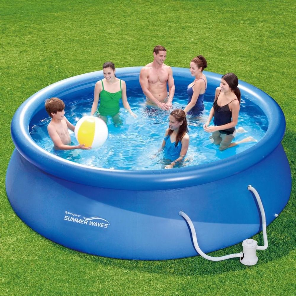 Басейн с надуваем ринг и филтърна помпа Summer Waves Quick, 305 х 76 см