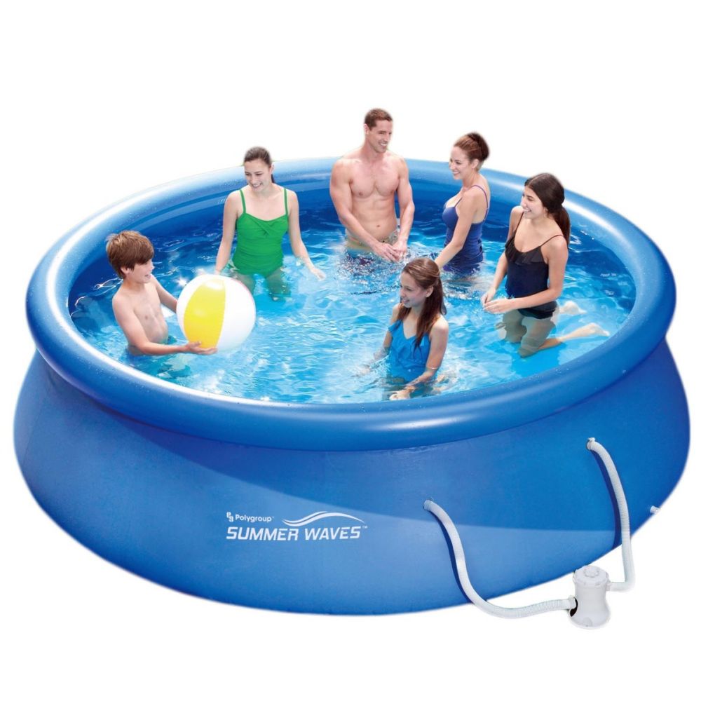 Басейн с надуваем ринг и филтърна помпа Summer Waves Quick, 305 х 76 см