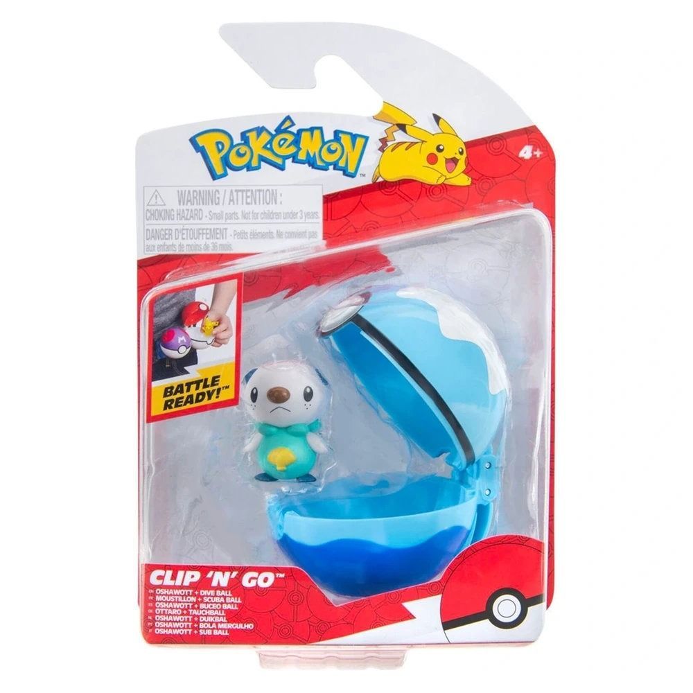 Фигурка в топка Clip N Go Pokemon S2, Oshawott и Dive Ball