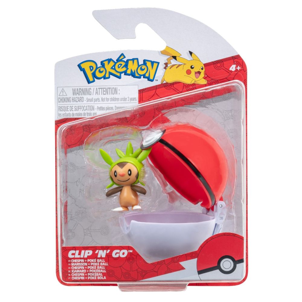 Фигурка в топка Clip N Go Pokemon S2 - Chespin и Poke Ball