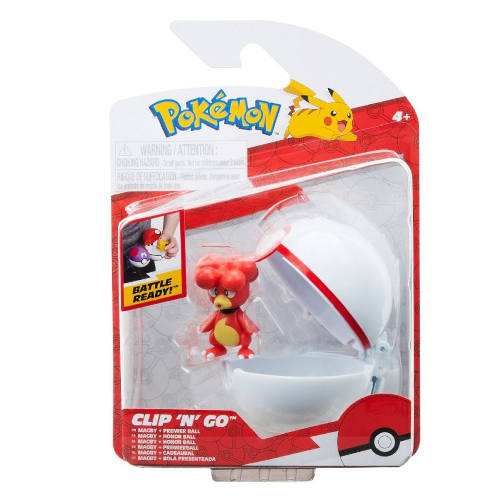 Фигурка в топка Clip N Go Pokemon S2, Magby и Premier Ball