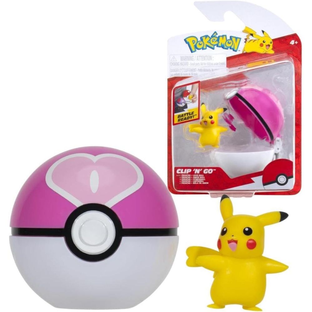 Фигурка в топка Clip N Go Pokemon S2, Pikachu и Love Ball