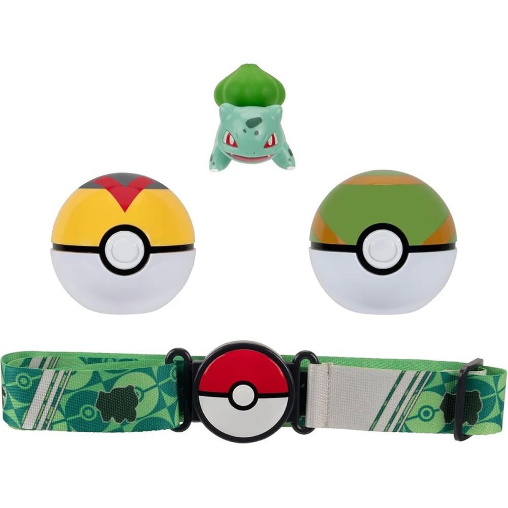 Комплект колан с фигурка, Pokemon S2, Clip 'N' Go, Poke Ball, Bulbasaur, PKW3646