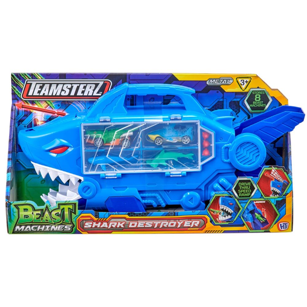 Транспортьор във формата на акула с превозни средства и фигурки, Teamsterz, Shark Destroyer