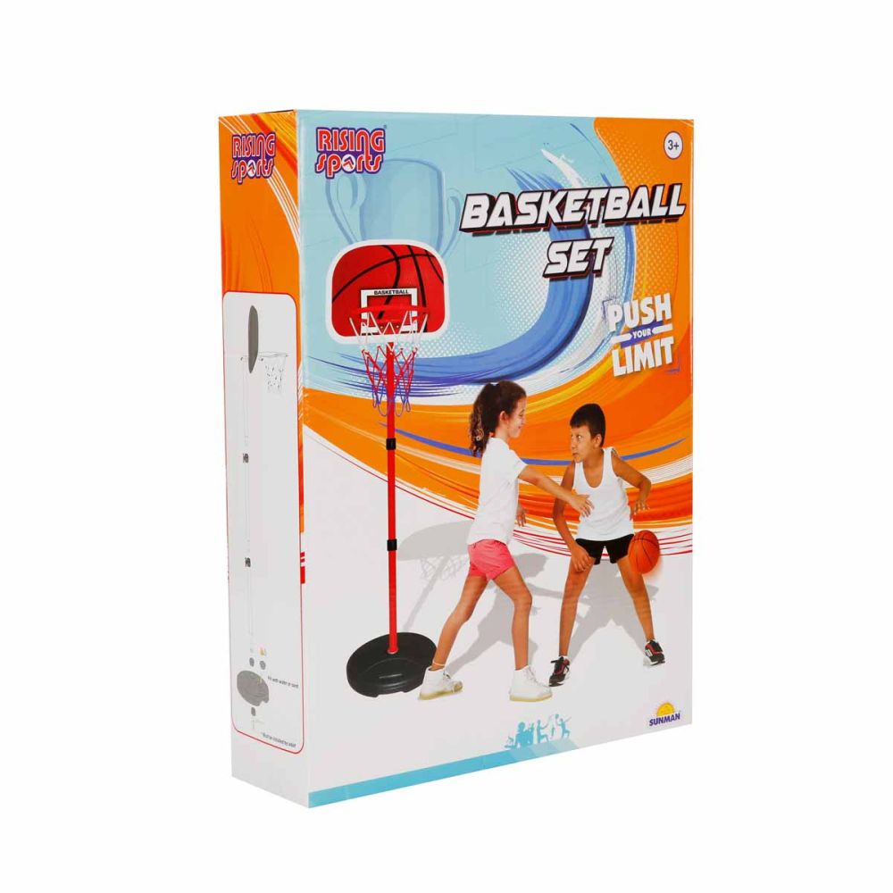 Комплект баскетболен кош с опора и топка, Rising Sports, 133 см