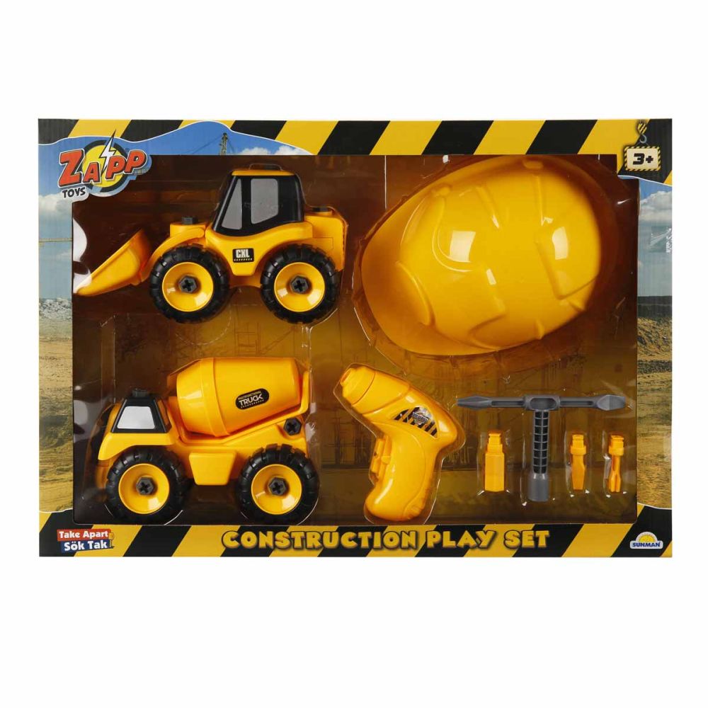 Комплект 2 строителни превозни средства и аксесоари, Zapp Toys