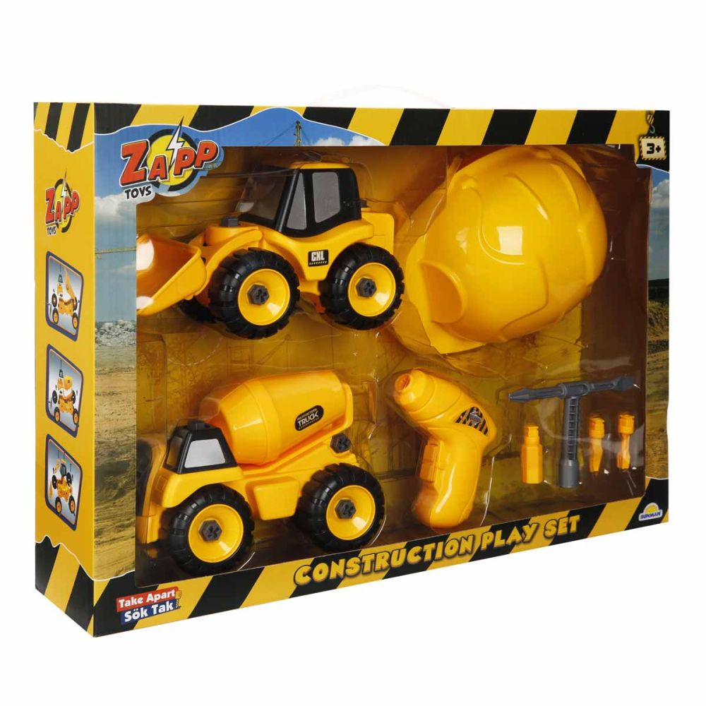 Комплект 2 строителни превозни средства и аксесоари, Zapp Toys