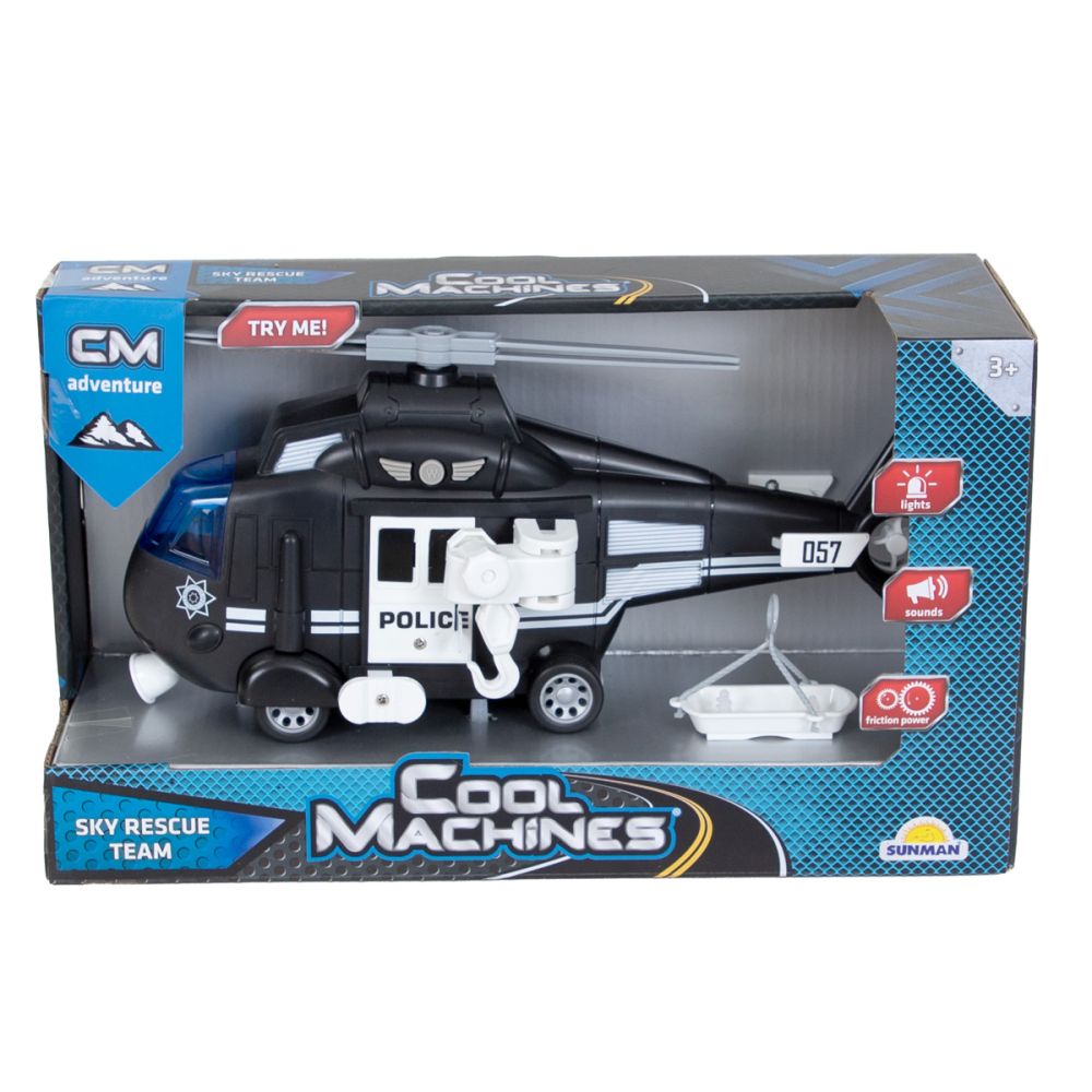 Полицейски хеликоптер със светлини и звуци, Cool Machines, 1:16, Черен