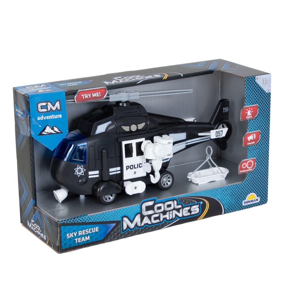 Полицейски хеликоптер със светлини и звуци, Cool Machines, 1:16, Черен