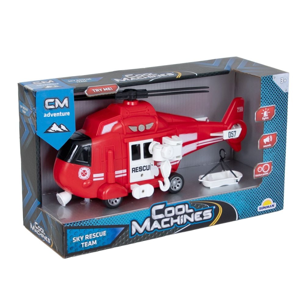 Хеликоптер за интервенция със светлини и звуци, Cool Machines, 1:16, Червен
