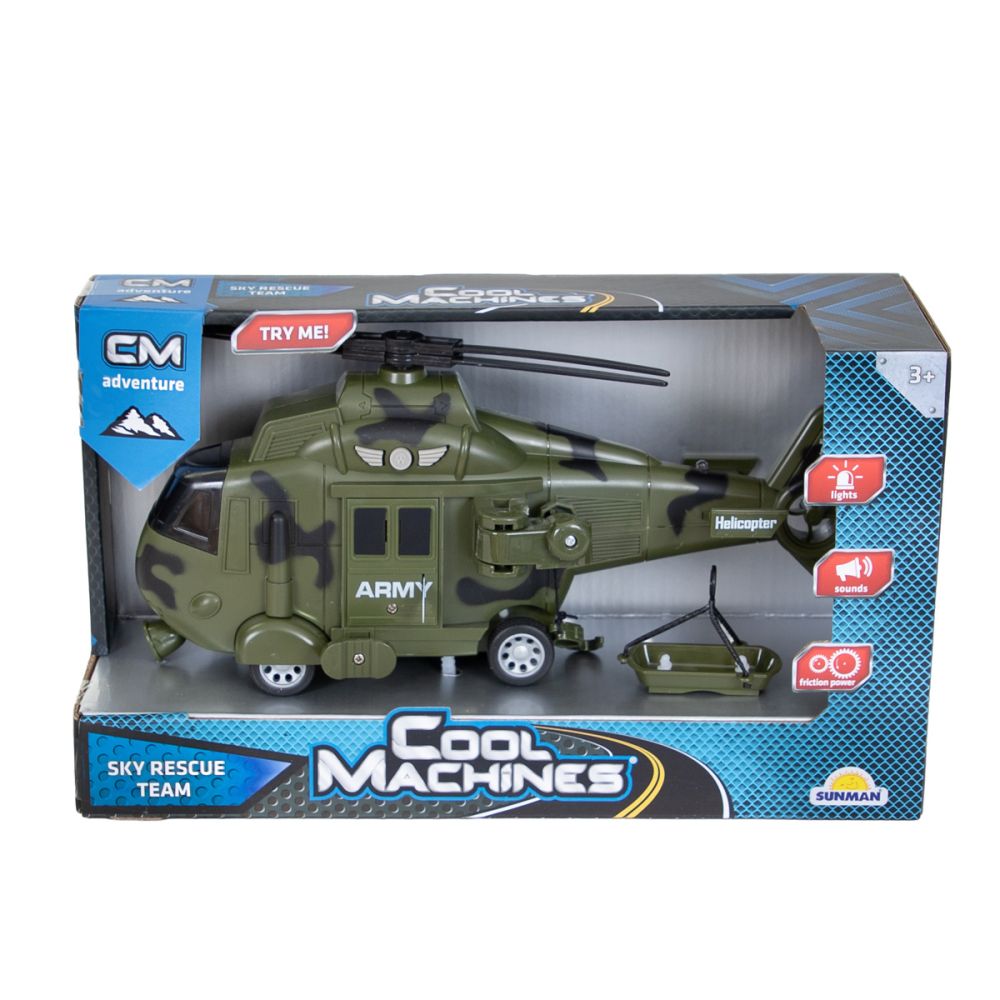 Военен хеликоптер със светлини и звуци, Cool Machines, 1:16, Зелен