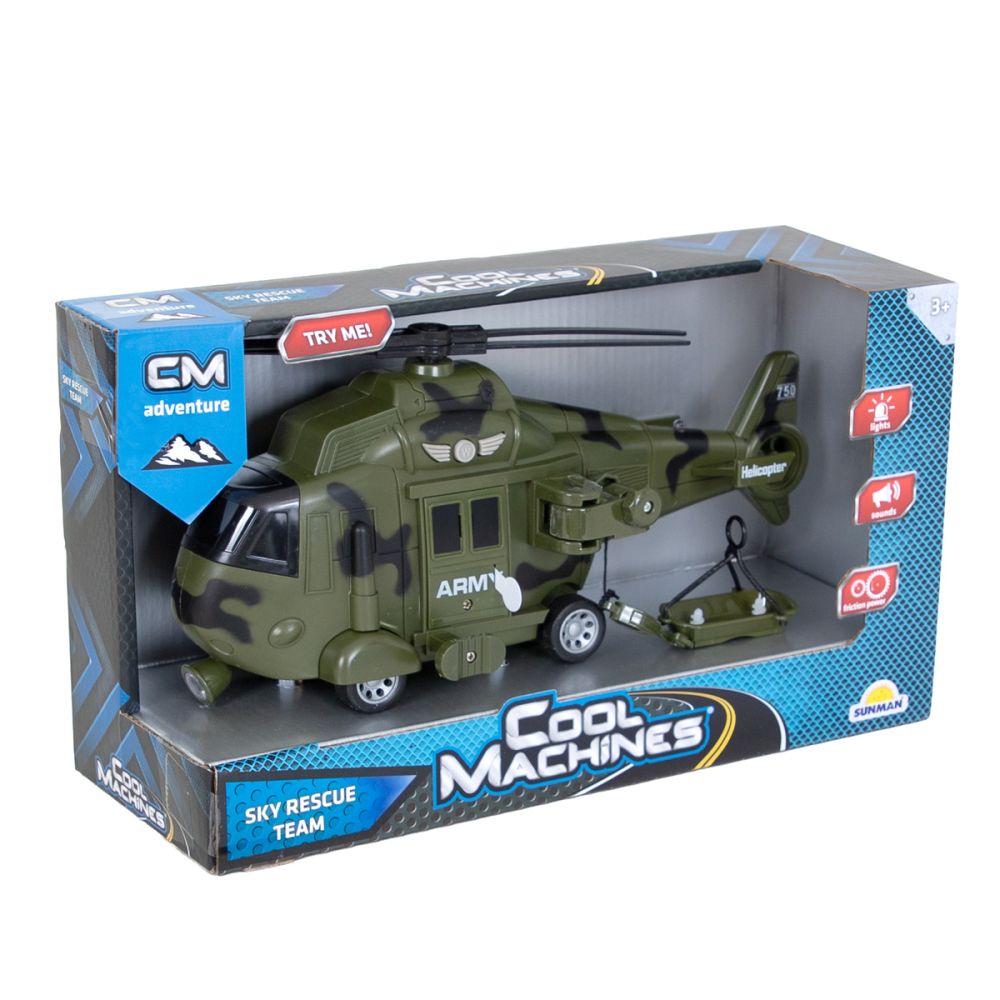 Военен хеликоптер със светлини и звуци, Cool Machines, 1:16, Зелен