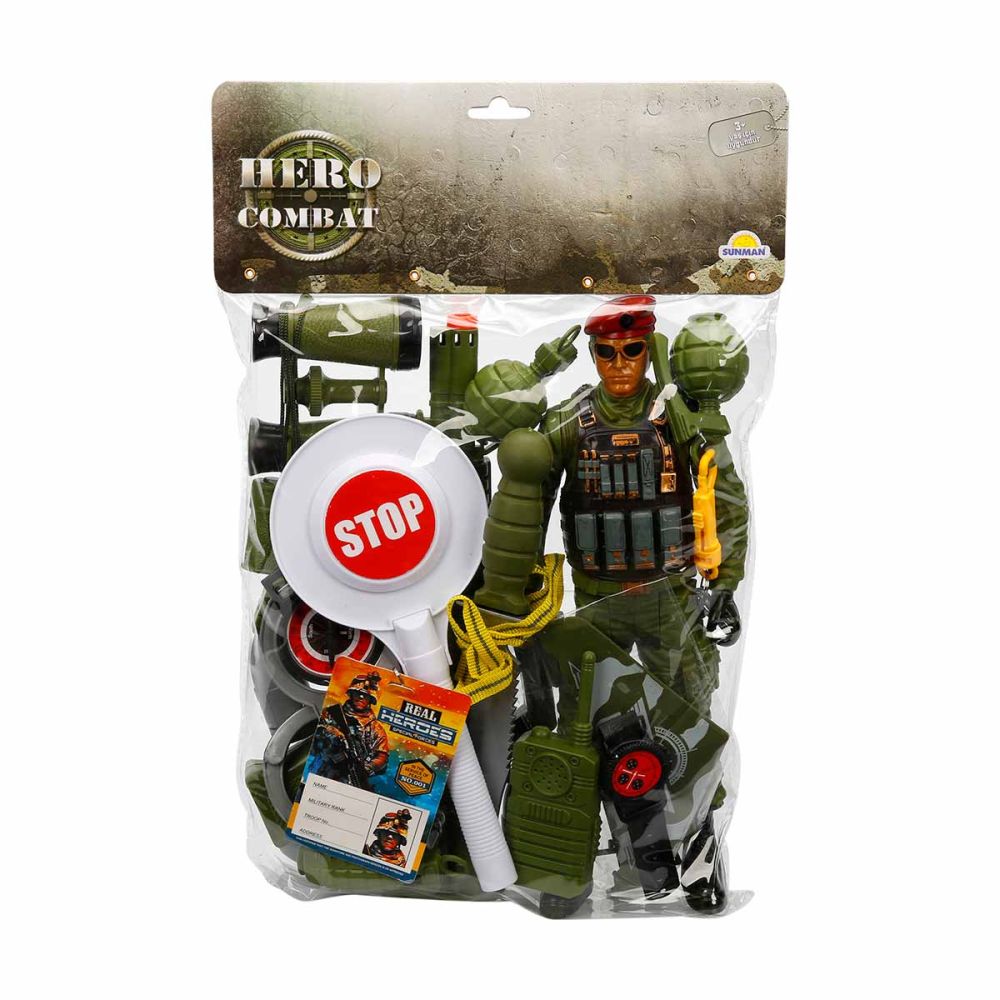 Комплект за игра с войник и аксесоари, Hero Combat, Червена шапка