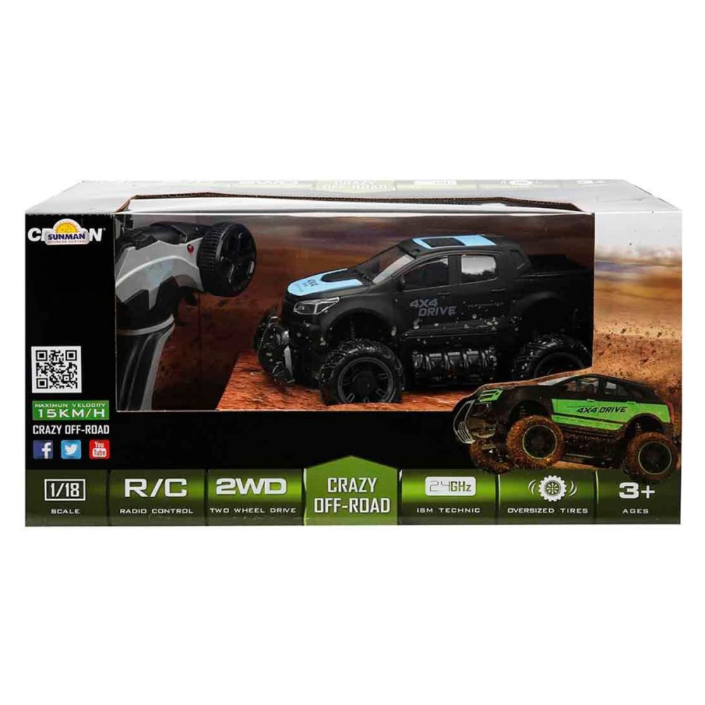 Високопроходим автомобил с дистанционно управление, Crazon, Crazy Off-Road, 1:18, Черно - син
