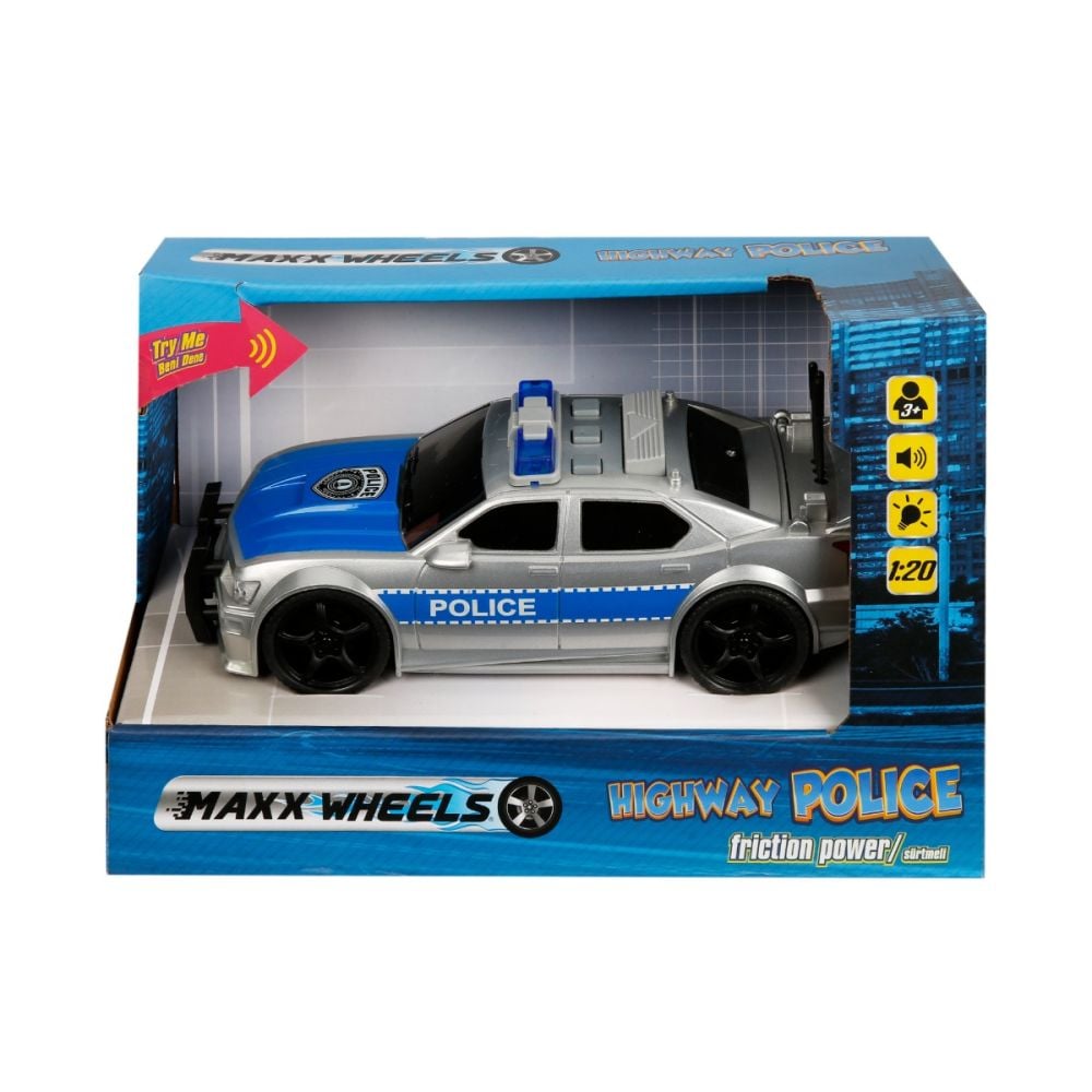 Полицейска кола със светлини и звуци Maxx Wheels, 1:20, Сив