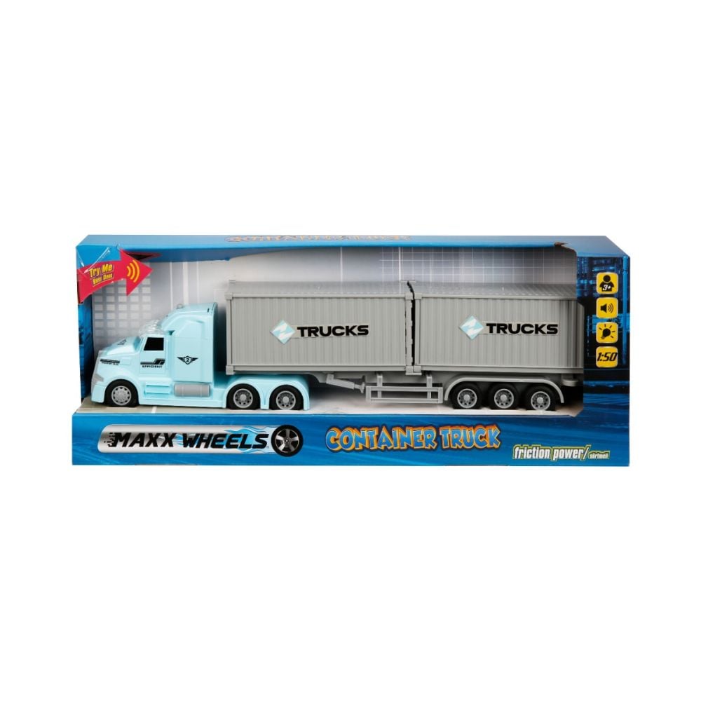 Тир с ремарке със светлини и звуци Maxx Wheels, 1:50, Син