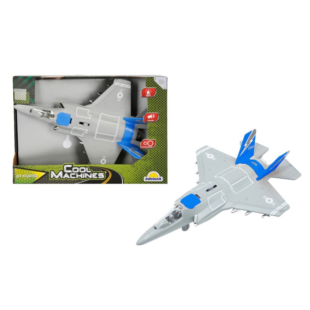 Самолет Jet Fighter със светлини и звуци, Cool Machines, 1:16, Син