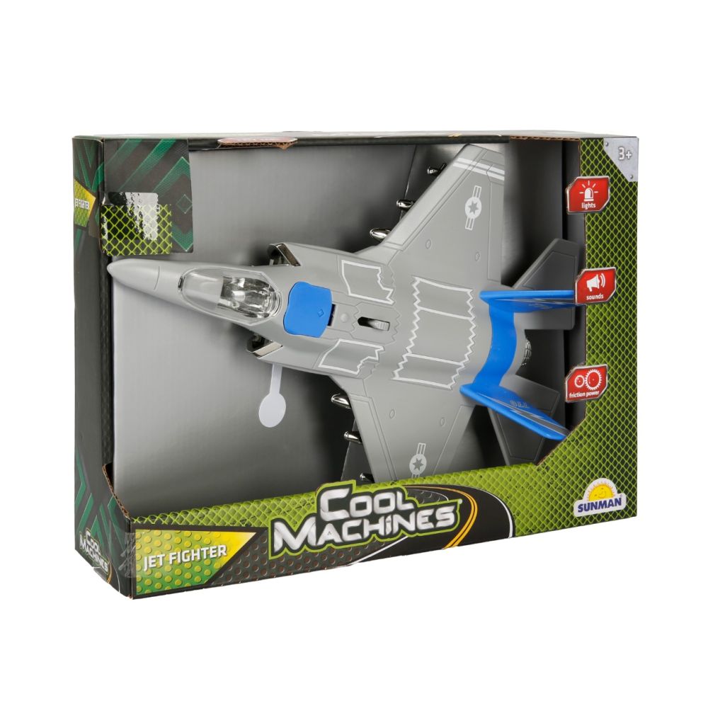 Самолет Jet Fighter със светлини и звуци, Cool Machines, 1:16, Син
