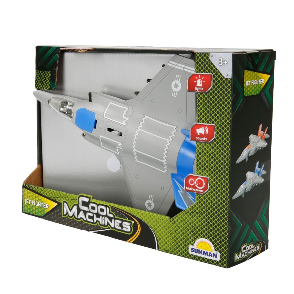 Самолет Jet Fighter със светлини и звуци, Cool Machines, 1:16, Син
