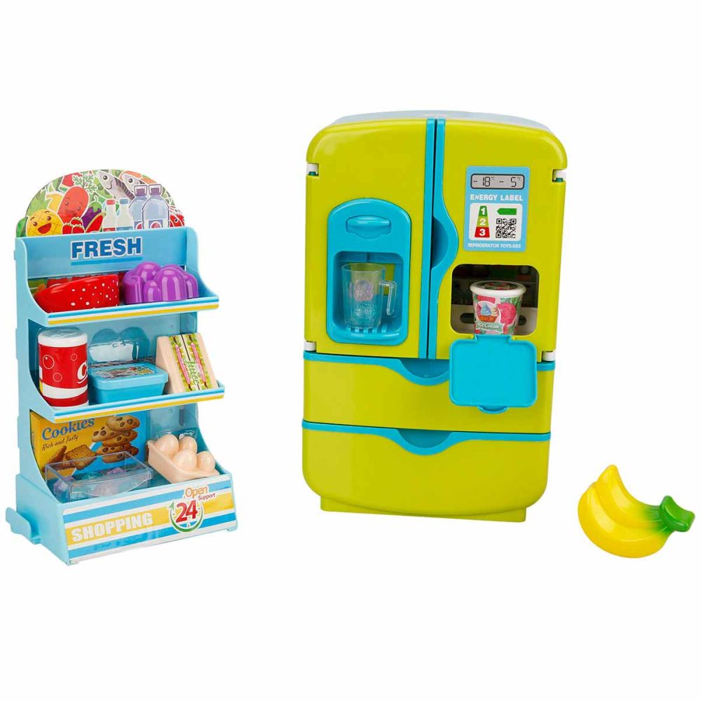 Хладилник с 2 врати и аксесоари, Little Chef, Зелен