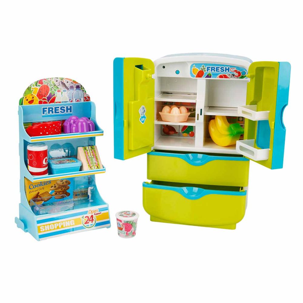 Хладилник с 2 врати и аксесоари, Little Chef, Зелен