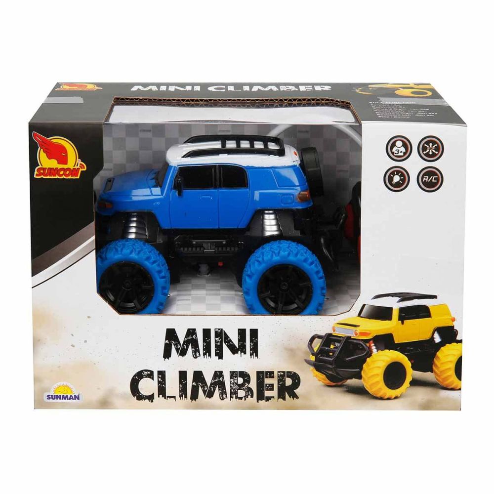 Количка с дистанционно, Синьо-бял мини джип, Suncon, 1:43