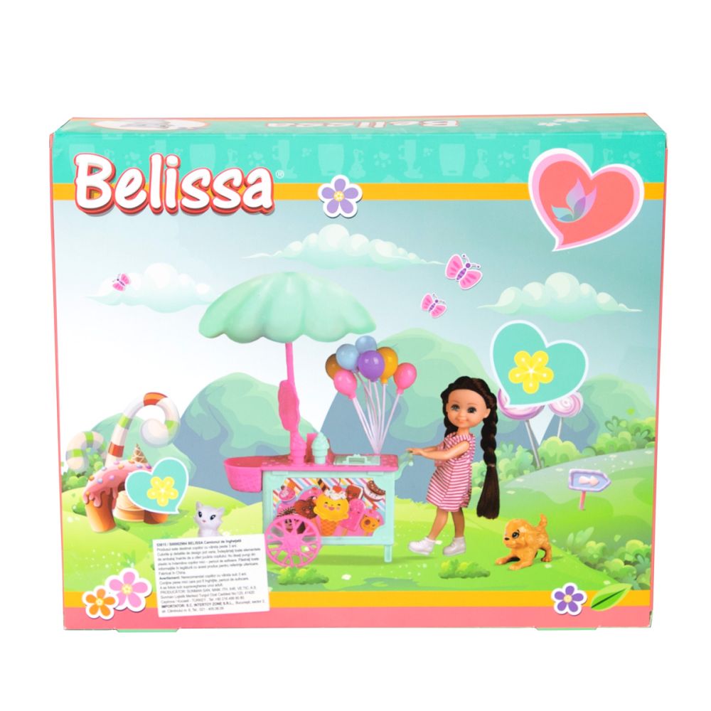 Комплект за игра с кукла Belissa, Количка за сладолед, Синя