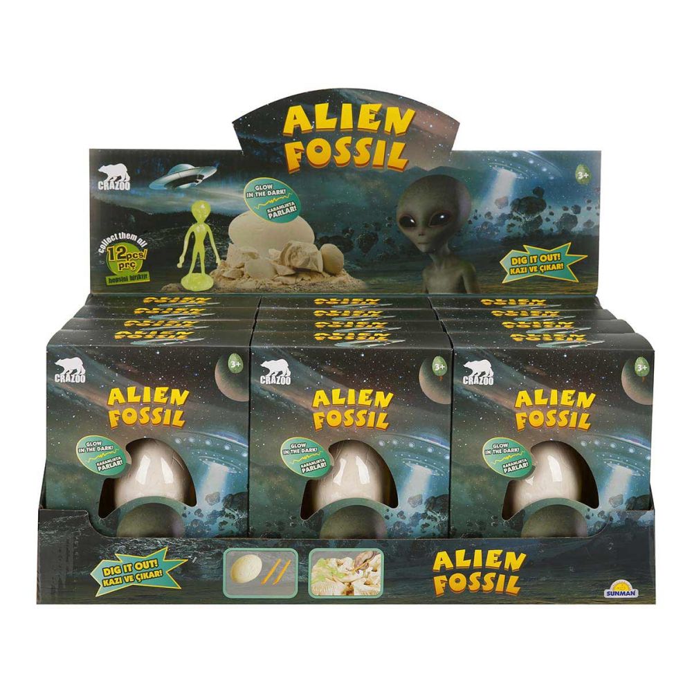 Комплект за разкопки фосил на извънземно, Crazoo, Glow in the dark