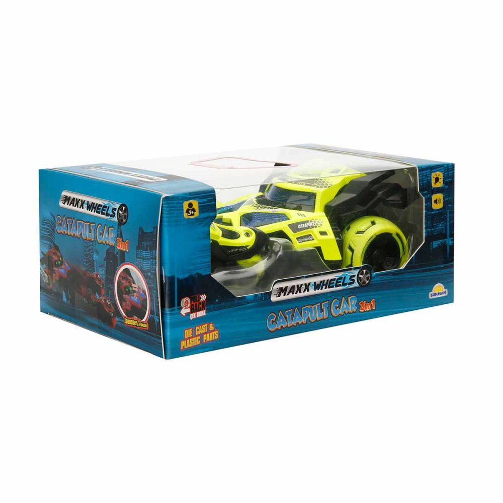 Количка с изстрелвачка за мотоциклети, Maxx Wheels, Catapult Car 3in1, Жълта