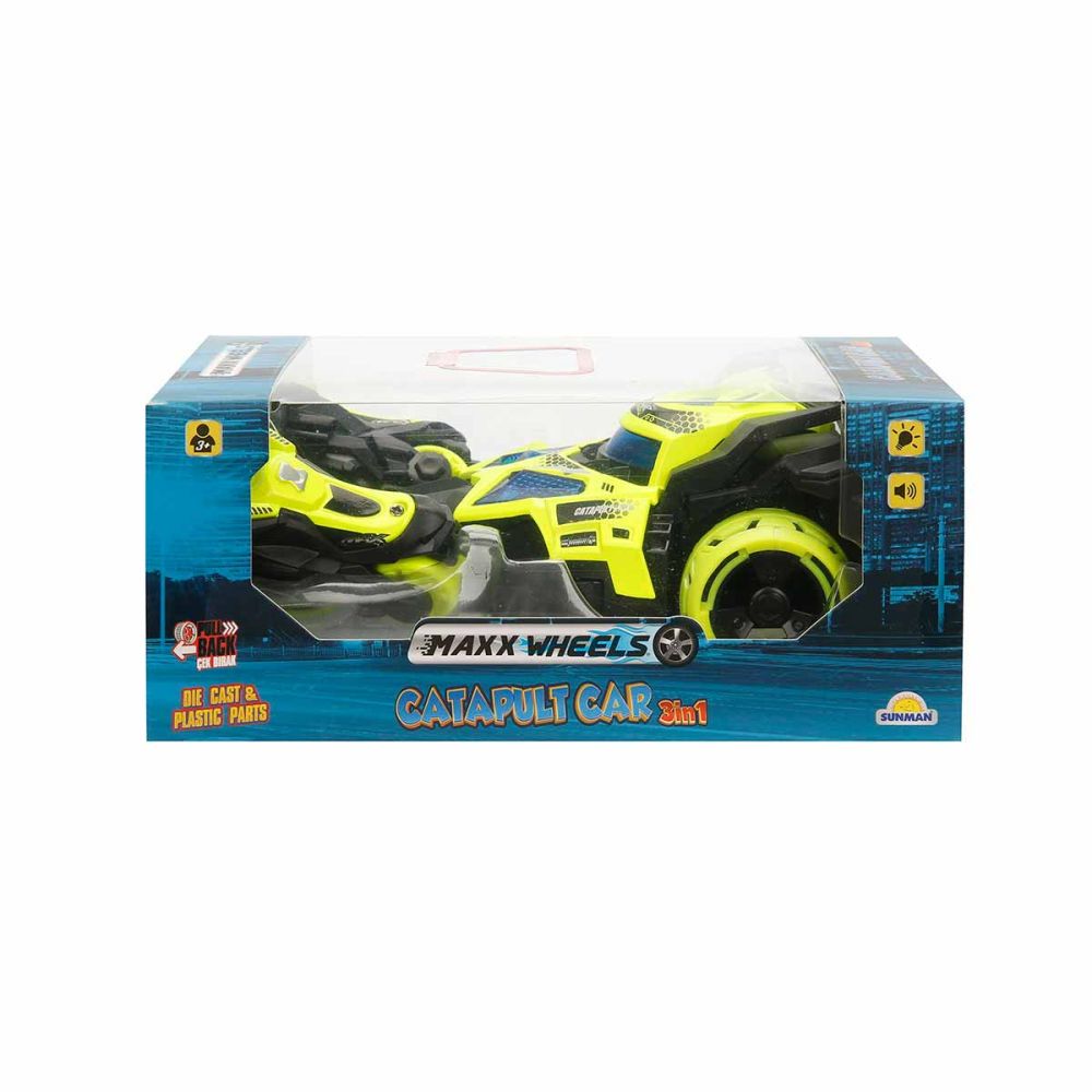 Количка с изстрелвачка за мотоциклети, Maxx Wheels, Catapult Car 3in1, Жълта