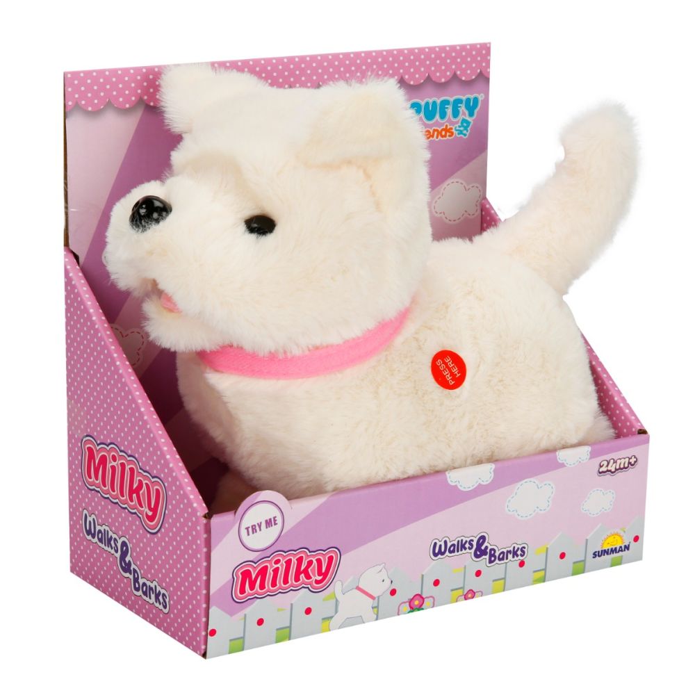 Интерактивна плюшена играчка със звуци, Puffy Friends, Кученцето Milky