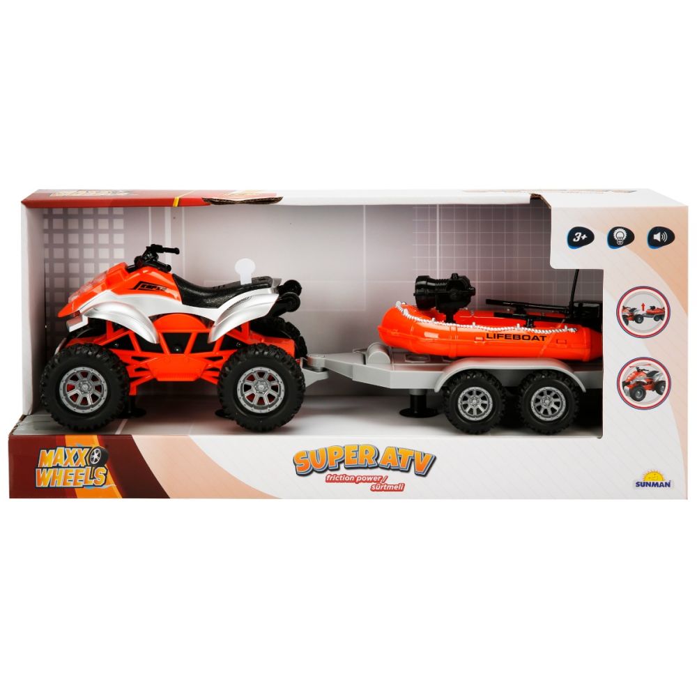 Комплект Супер АТВ с ремарке и лодка, Maxx Wheels, Оранжево
