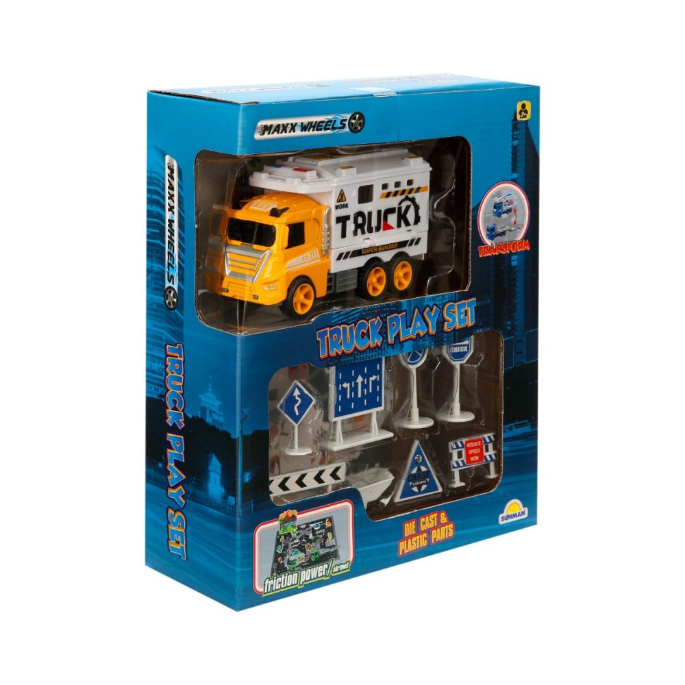 Комплект за игра с количка, Maxx Wheels, Work Truck, Жълта