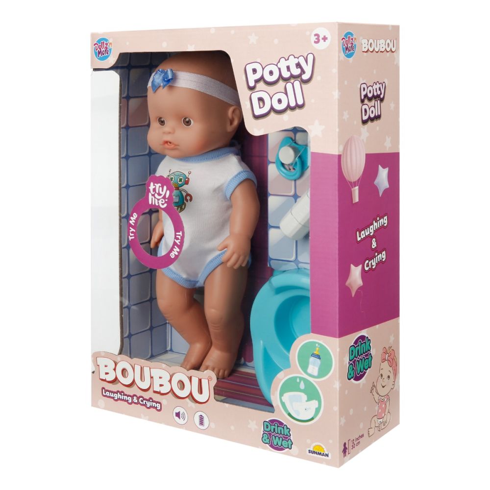 Кукла Бебе с гърне, Boubou, 30 см, Синьо
