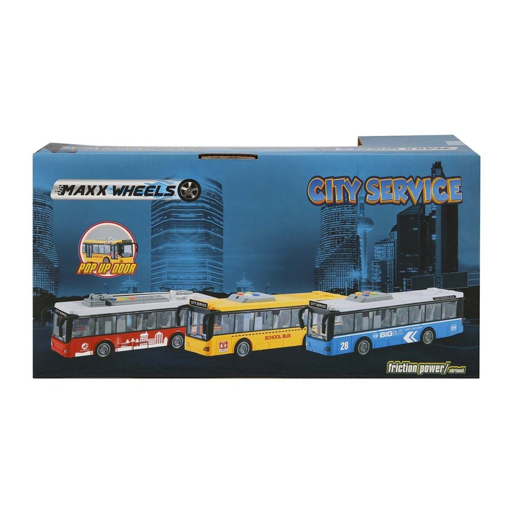 Автобус със светлини и звуци, City Service, Maxx Wheels, 1:16, Червен