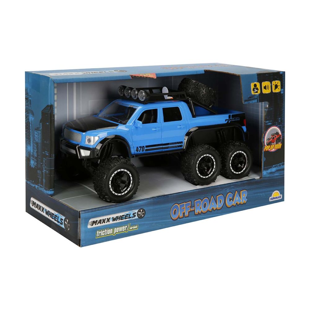 Автомобил със светлини и звуци, Off Road, Maxx Wheels, 1:16, Син