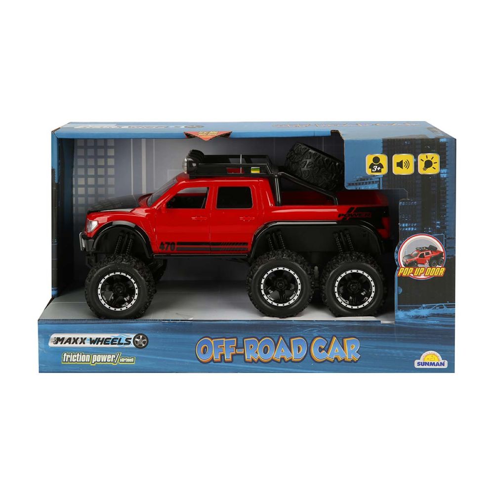 Автомобил със светлини и звуци, Off Road, Maxx Wheels, 1:16, Червен