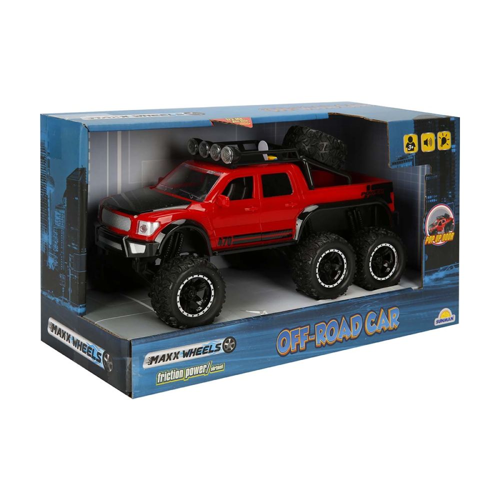 Автомобил със светлини и звуци, Off Road, Maxx Wheels, 1:16, Червен