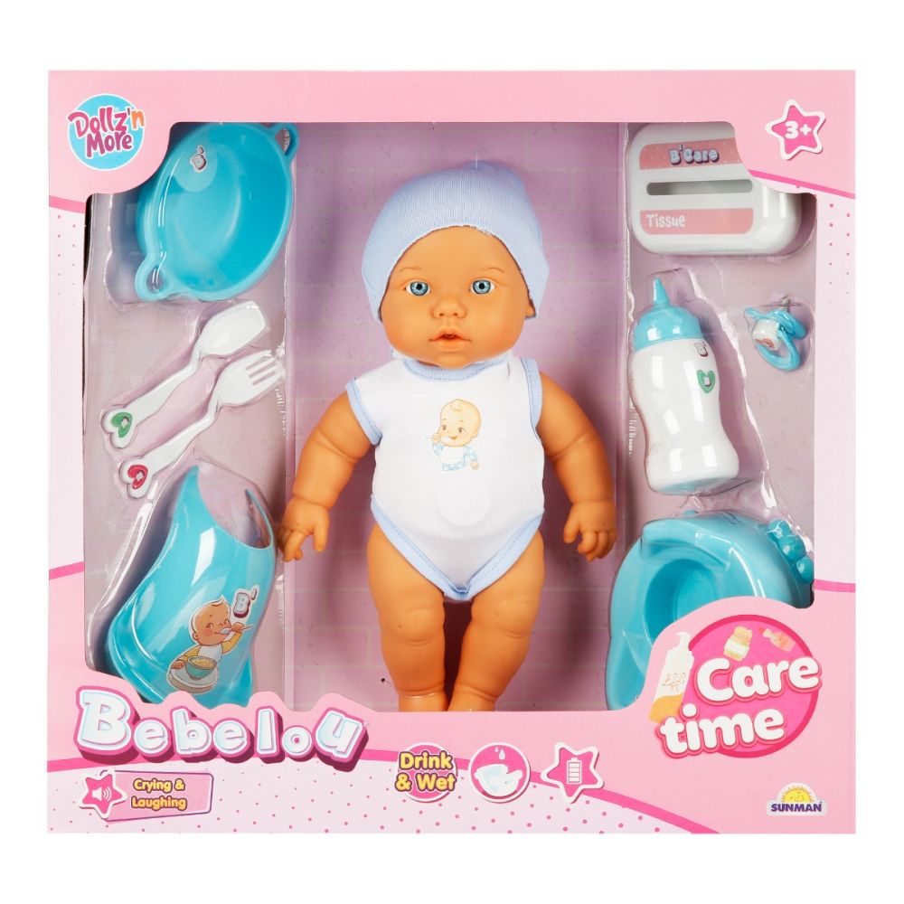 Кукла бебе, Bebelou, Dollz n More, Грижи се за мен, 32 см, Синя