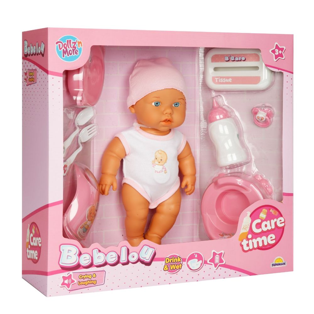Кукла бебе, Bebelou, Dollz n More, Грижи се за мен, 32 см, Розова