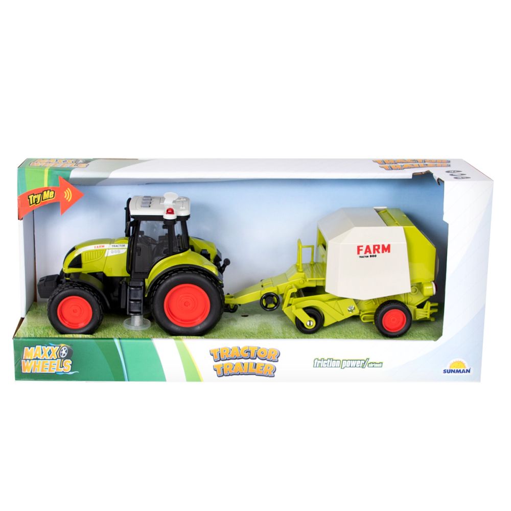 Трактор с ремарке със светлини и звуци, Maxx Wheels, 1:16