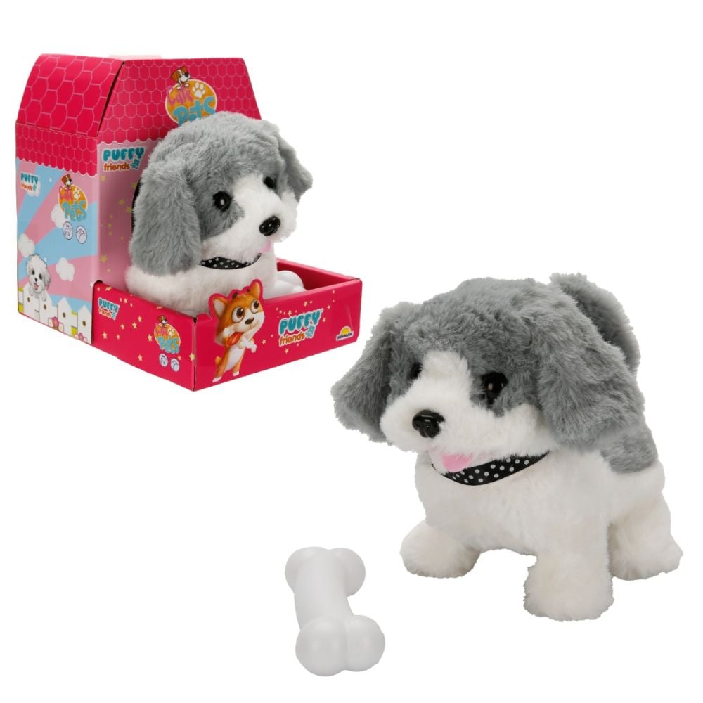 Интерактивна плюшена играчка, Puffy Friends, Сиво Кученце