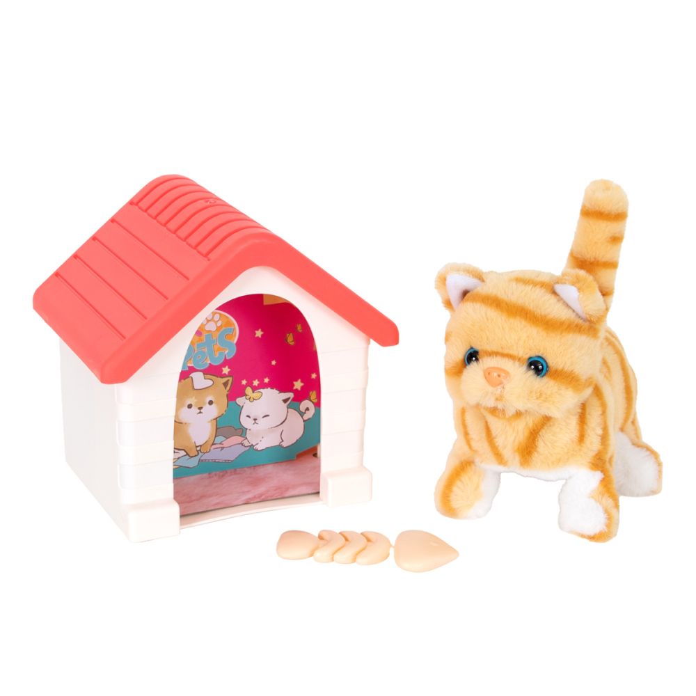 Интерактивна плюшена играчка, Puffy Friends, Коте с къщичка