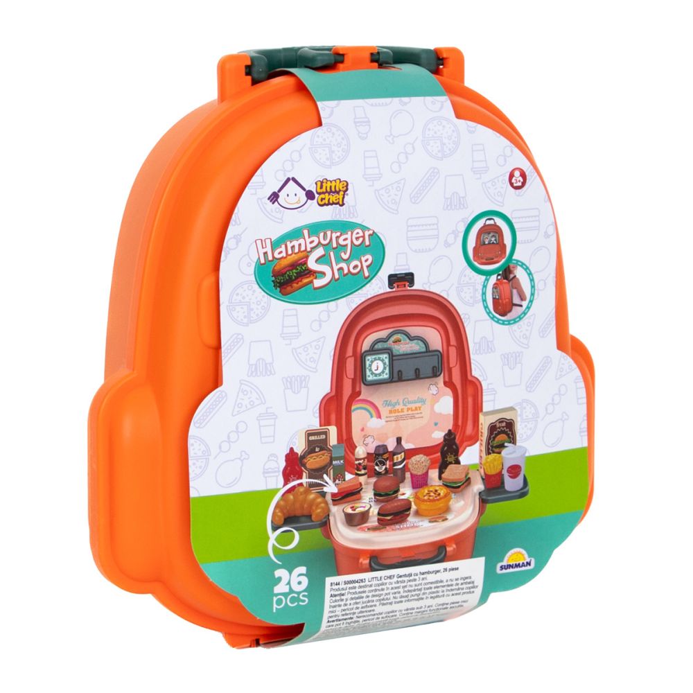 Комплект за игра в чантичка, Little Chef, Hamburger Shop, 26 части
