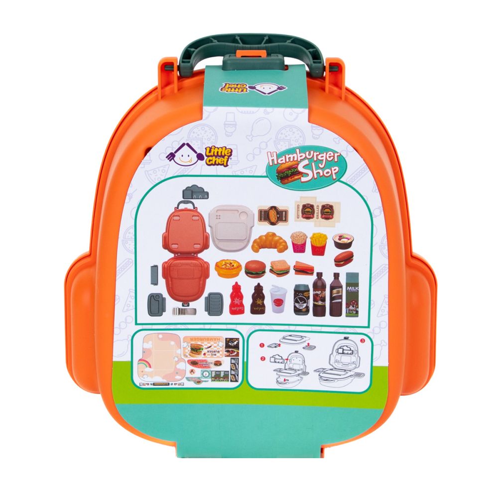 Комплект за игра в чантичка, Little Chef, Hamburger Shop, 26 части