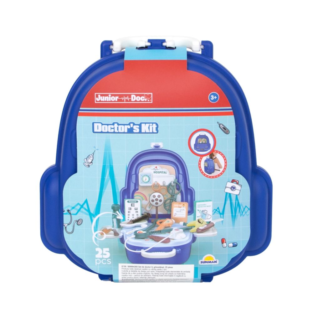 Комплект за игра в чантичка, Junior Doc, Doctor Kit, 25 части