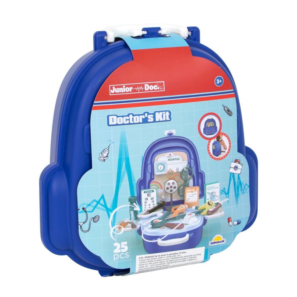 Комплект за игра в чантичка, Junior Doc, Doctor Kit, 25 части