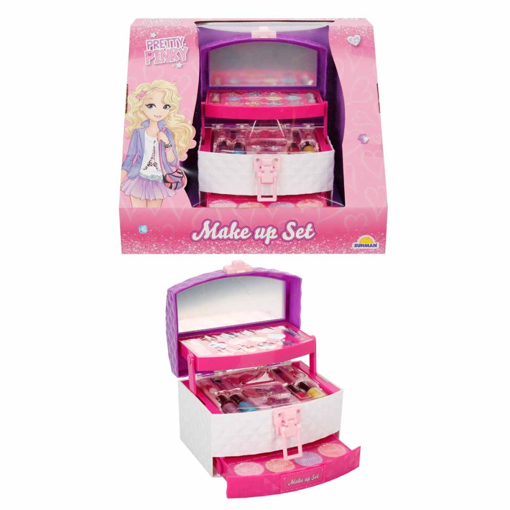 Комплект гримове в чантичка, Preety Pinky, с 3 чекмеджета