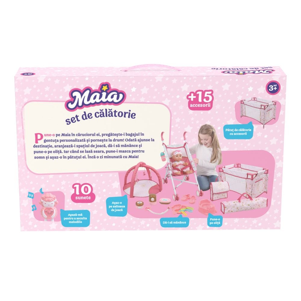 Комплект за пътуване с кукла Maia, 15 аксесоара